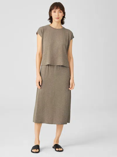 Eileen Fisher Fine Jersey Straight Skirt In Green