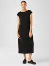 Eileen Fisher Fine Jersey Tie Waist Dress In Black