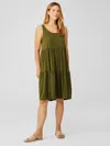 Eileen Fisher Fine Jersey Tiered Dress In Green