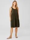 Eileen Fisher Fine Jersey Tiered Dress In Green