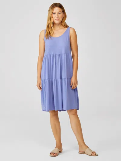 Eileen Fisher Fine Jersey Tiered Dress In Purple