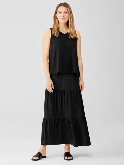 Eileen Fisher Fine Jersey Tiered Skirt In Black