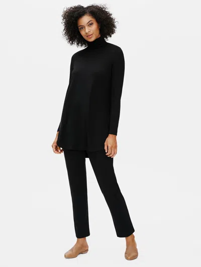 Eileen Fisher Fine Jersey Turtleneck Tunic In Black