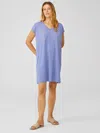 Eileen Fisher Fine Jersey V-neck Dress In Blue