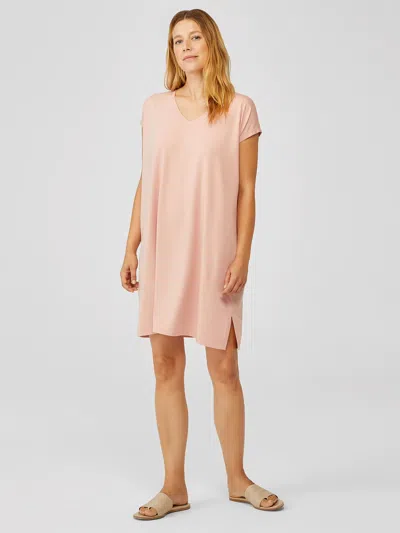 Eileen Fisher Fine Jersey V-neck Dress In Pink