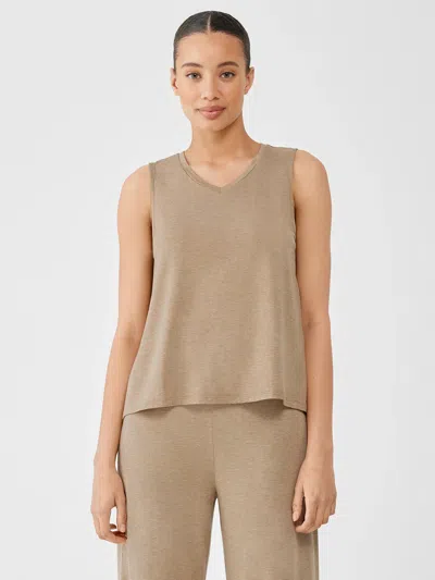 Eileen Fisher Fine Jersey V-neck Tank In Brown