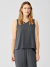 Eileen Fisher Fine Jersey V-neck Tank In Brown