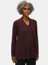 Eileen Fisher Fine Jersey V-neck Top In Brown