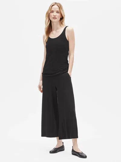 Eileen Fisher Fine Jersey Wide Ankle Pant In Black