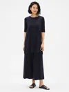 Eileen Fisher Fine Jersey Wide Ankle Pant In Black