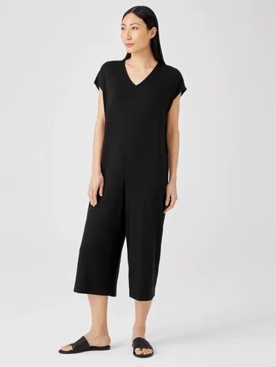 Eileen Fisher Fine Jersey Wide-leg Jumpsuit In Black