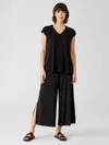 Eileen Fisher Fine Jersey Wide-leg Pant With Slits In Black