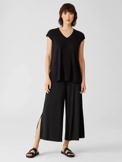EILEEN FISHER FINE JERSEY WIDE-LEG PANT WITH SLITS