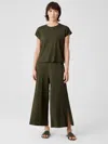 Eileen Fisher Fine Jersey Wide-leg Pant With Slits In Green