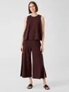 Eileen Fisher Fine Jersey Wide-leg Pant With Slits In Brown
