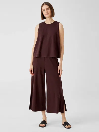 Eileen Fisher Fine Jersey Wide-leg Pant With Slits In Brown