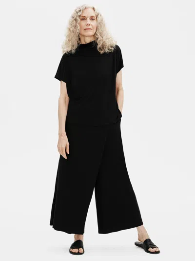 Eileen Fisher Fine Jersey Wrap Front Pant In Black