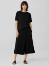 Eileen Fisher Fine Jersey Wrap Front Pant In Black