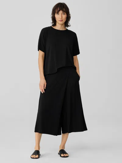 Eileen Fisher Fine Jersey Wrap Front Pant In Black