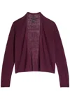 Eileen Fisher Fine-knit Linen-blend Cardigan In Purple