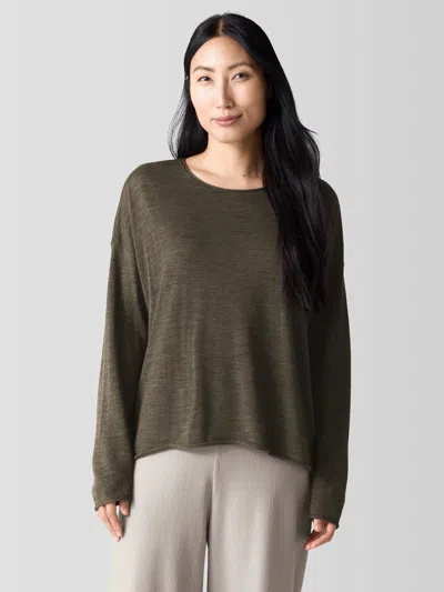 Eileen Fisher Fine Merino Box-top In Regenerative Wool In Gray
