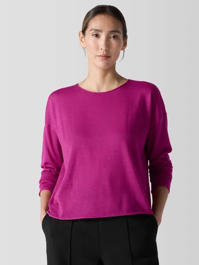 Eileen Fisher Fine Merino Box-top In Regenerative Wool In Purple