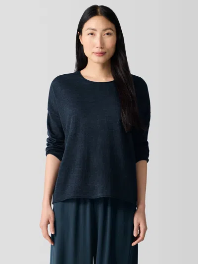 Eileen Fisher Fine Merino Box-top In Regenerative Wool In Black