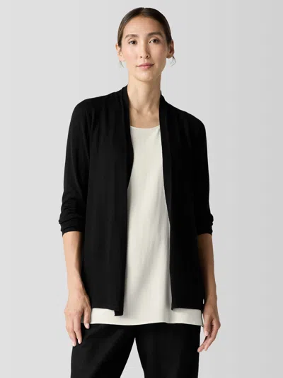 Eileen Fisher Fine Merino Cardigan In Regenerative Wool In Black