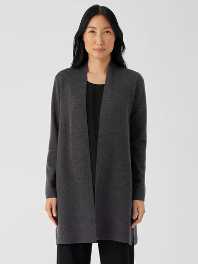 Eileen Fisher Fine Merino Cardigan In Regenerative Wool In Gray