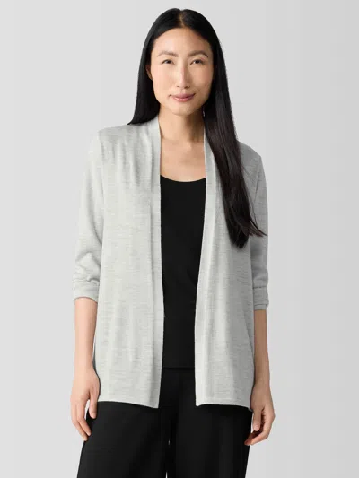 Eileen Fisher Fine Merino Cardigan In Regenerative Wool In Gray