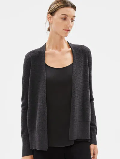 Eileen Fisher Fine Merino Cardigan In Responsible Wool In Gray