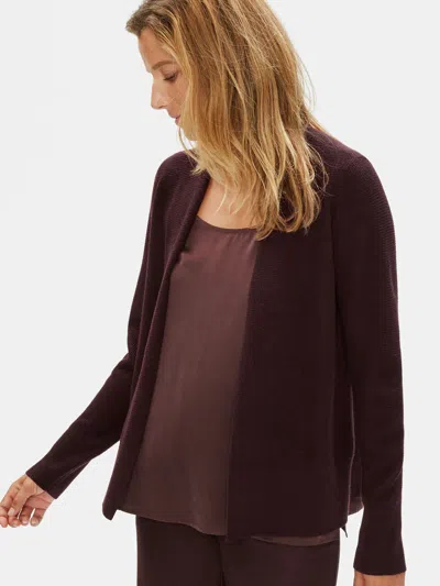 Eileen Fisher Fine Merino Cardigan In Responsible Wool In Purple