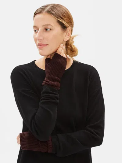 Eileen Fisher Fine Merino Glovelettes In Responsible Wool In Brown