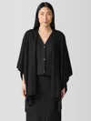 Eileen Fisher Fine Merino Poncho In Regenerative Wool In Black