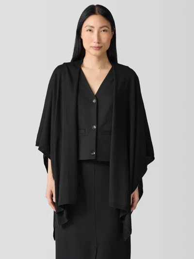Eileen Fisher Fine Merino Poncho In Regenerative Wool In Black