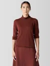 Eileen Fisher Fine Merino Turtleneck Top In Regenerative Wool In Brown