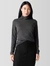 Eileen Fisher Fine Merino Turtleneck Top In Regenerative Wool In Gray