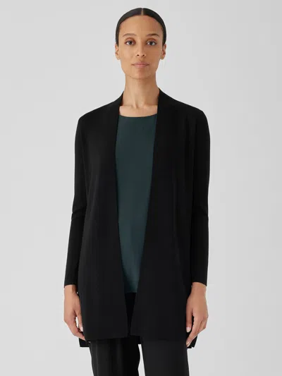 Eileen Fisher Fine Merino Cardigan In Regenerative Wool In Black