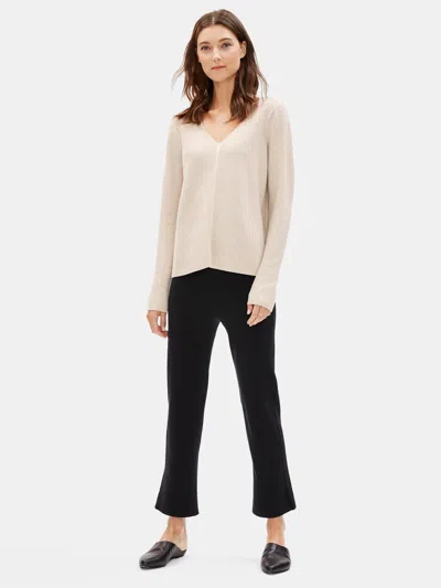 Eileen Fisher Fine Organic Cotton Silk V-neck Top In Animal Print