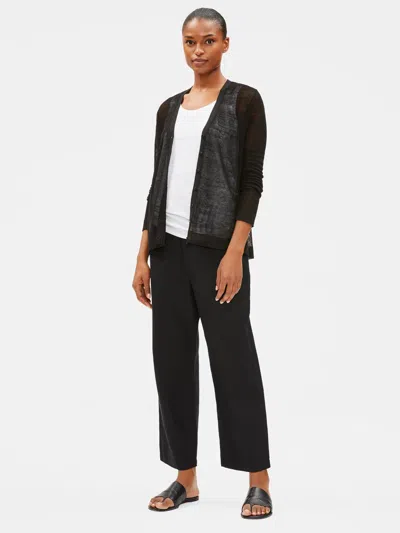 Eileen Fisher Fine Organic Linen V-neck Cardigan In Black