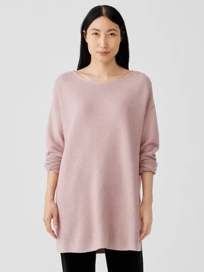 Eileen Fisher Fine Silk Cashmere Bateau Neck Top In Pink