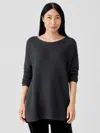 Eileen Fisher Fine Silk Cashmere Bateau Neck Top In Gray