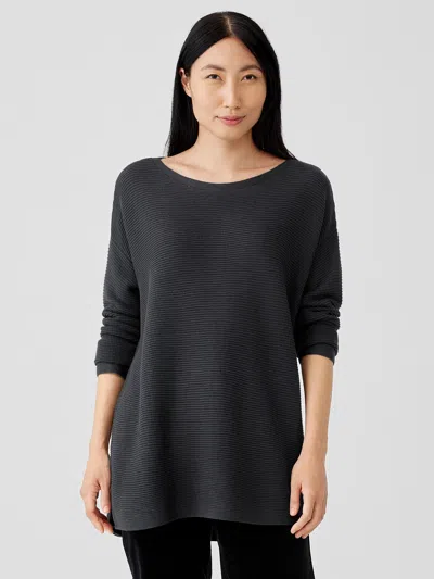 Eileen Fisher Fine Silk Cashmere Bateau Neck Top In Gray