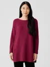 Eileen Fisher Fine Silk Cashmere Bateau Neck Top In Red