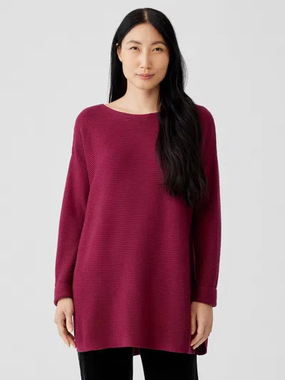 Eileen Fisher Fine Silk Cashmere Bateau Neck Top In Red