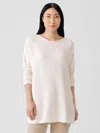 Eileen Fisher Fine Silk Cashmere Bateau Neck Top In White