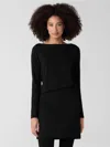 Eileen Fisher Fine Stretch Jersey Knit Bateau Neck Top In Black