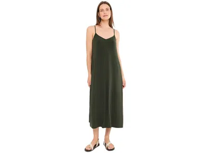Eileen Fisher Fine Stretch Jersey Knit Full Length Cami Dress Women's Dress Seaweed: Sm In Green
