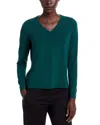 Eileen Fisher Fine Stretch Jersey Knit V Neck Top In Green