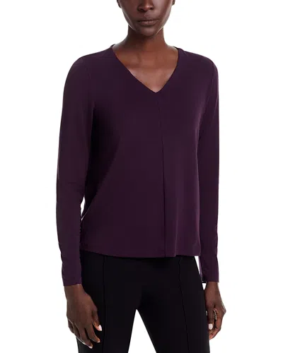 Eileen Fisher Fine Stretch Jersey Knit V Neck Top In Purple